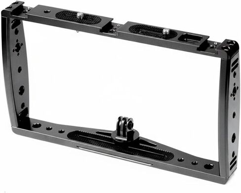 Camera Support Bracket Sports Cam Cage Holder Aluminum Alloy Handheld Vlog Frame Multi Device Compatibility Quick Setup for Videography Action Filming Outdoor Scene, Black, Black + Adapter in Kuwait