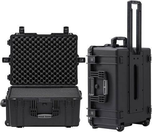 Regetek Rolling Hard Case with Foam,26 x 20 x 13 Inch, Equipment Case with Wheels and 4 Handles for camera, Drone,tool, electronics,Shockproof, Waterproof, TSA Friendly, Inner 22.64"X 16.73"X9.84" in Kuwait