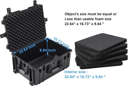 Regetek Rolling Hard Case with Foam,26 x 20 x 13 Inch, Equipment Case with Wheels and 4 Handles for camera, Drone,tool, electronics,Shockproof, Waterproof, TSA Friendly, Inner 22.64"X 16.73"X9.84" in Kuwait