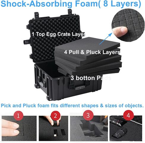 Regetek Rolling Hard Case with Foam,26 x 20 x 13 Inch, Equipment Case with Wheels and 4 Handles for camera, Drone,tool, electronics,Shockproof, Waterproof, TSA Friendly, Inner 22.64"X 16.73"X9.84" in Kuwait