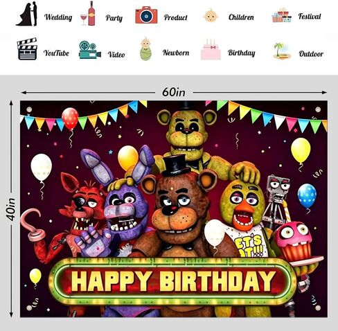 Freddy's Backdrop,Freddy's Party Background Photo Booth Banner Large Fabric Artistic for Birthday Party Decorations in Kuwait
