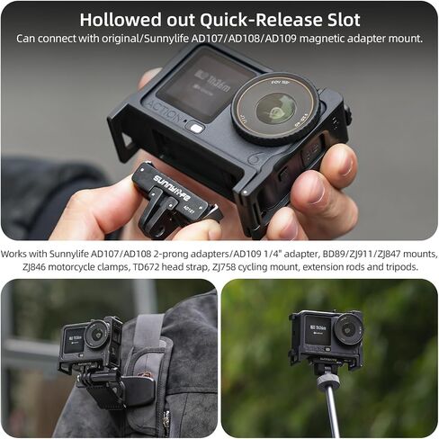 Sunnylife 2in1 Detachable Camera Grip Holder Street for DJI OSMO Action 6 Photography Handle Rabbit Cage Grip Accessories Kit in Kuwait
