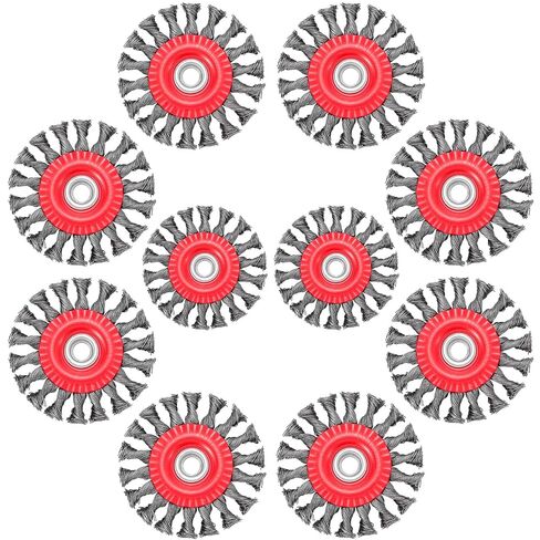 10 Pack Wire Wheels for 4-1/2" Angle Grinder, 3 Inch Twist Knotted Angle Grinder Wire Wheel with 5/8"-11 Threaded Arbor, Carbon Steel Wire Cup Brush for Rust, Paint, Corrosion Removal in Kuwait