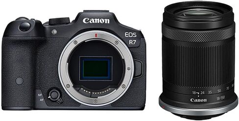 Canon EOS R7 Mirrorless Camera with RF-S 18-150mm f/3.5-6. Lens, Bundle w/Extra Battery, Smart Charger, 128GB Memory Card, Shoulder Bag, 55mm Filter Kit, Screen Protector & Cleaning in Kuwait