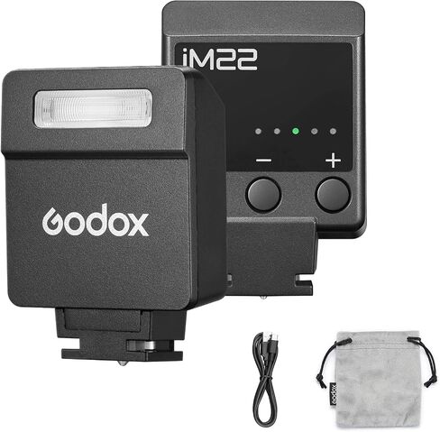 Godox iM22 Mini Camera Flash, Built-in 470mAh Lithium Battery with USB-C, 3s Recycle Time, 440 Full-Power Flashes, 5 Power Levels, Hot Shoe for Canon Nikon Sony Fujifilm Olympus Panasonic in Kuwait