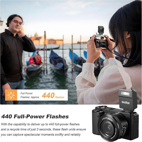 Godox iM22 Mini Camera Flash, Built-in 470mAh Lithium Battery with USB-C, 3s Recycle Time, 440 Full-Power Flashes, 5 Power Levels, Hot Shoe for Canon Nikon Sony Fujifilm Olympus Panasonic in Kuwait