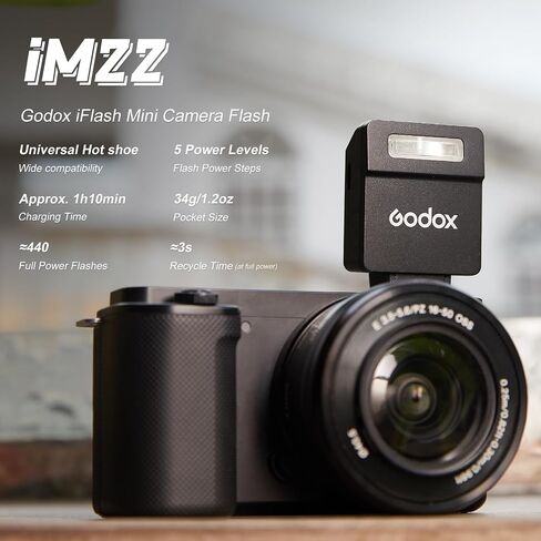 Godox iM22 Mini Camera Flash, Built-in 470mAh Lithium Battery with USB-C, 3s Recycle Time, 440 Full-Power Flashes, 5 Power Levels, Hot Shoe for Canon Nikon Sony Fujifilm Olympus Panasonic in Kuwait