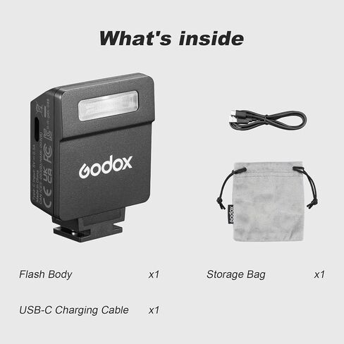 Godox iM22 Mini Camera Flash, Built-in 470mAh Lithium Battery with USB-C, 3s Recycle Time, 440 Full-Power Flashes, 5 Power Levels, Hot Shoe for Canon Nikon Sony Fujifilm Olympus Panasonic in Kuwait