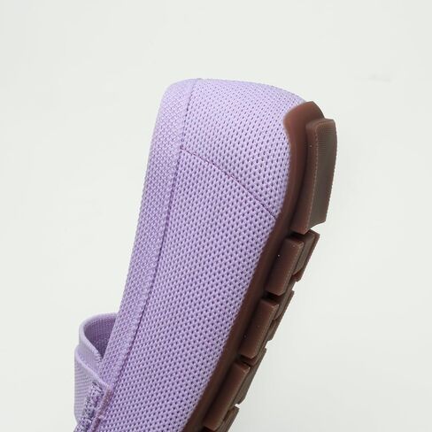 Women's Lightweight Knitted Loafers Casual Flat Shoes Comfortable Boat Shoes Flat Bottomed Breathable Shoes-Purple-8.5 in Kuwait