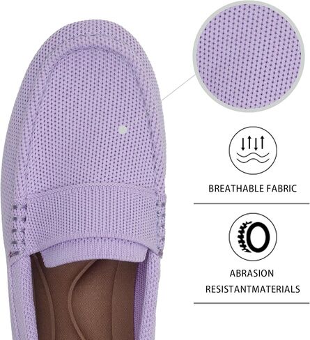 Women's Lightweight Knitted Loafers Casual Flat Shoes Comfortable Boat Shoes Flat Bottomed Breathable Shoes-Purple-8.5 in Kuwait