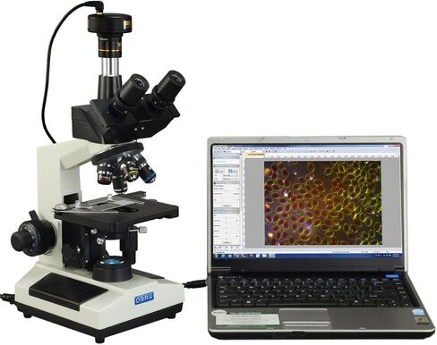 OMAX M837ZL-C100U 2500X Full Size Lab Digital Trinocular Compound LED | 40X-2500X Magnification Range 10MP CMOS Sensor USB 2.0 Connectivity Compound Biological Microscope 3D Mechanical in Kuwait