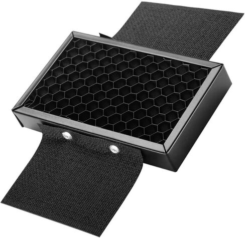 Portable Honeycomb Grid Flashlight Hood for Camera Flash, Metal Material with Hook and Loop Fastening, Adjustable Light Reflector, Simple Installation for Photography in Kuwait