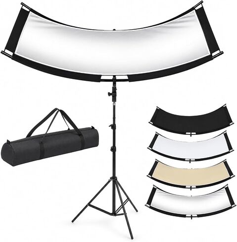 U-Shape Reflector with Stand，43" x 18"Photography Light Reflectors with Carry Bag, U-Shape Reflector with 4-in-1 Reflective Fabric, White/Black/Gold/Sliver, for Portrait,Stream in Kuwait