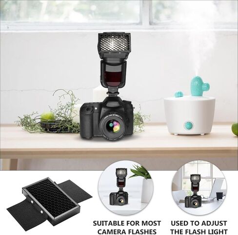 DOITOOL Flash Spot Filter Honeycomb Grid Reflector for Camera Flash with Metal Construction and Hook and Loop Fastening, Adjustable Light Control, Portable Photography Accessory for Studio in Kuwait
