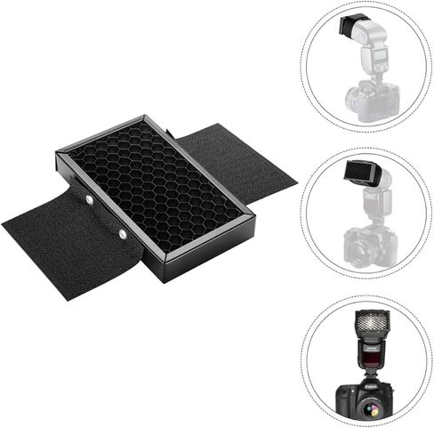 DOITOOL Flash Spot Filter Honeycomb Grid Reflector for Camera Flash with Metal Construction and Hook and Loop Fastening, Adjustable Light Control, Portable Photography Accessory for Studio in Kuwait