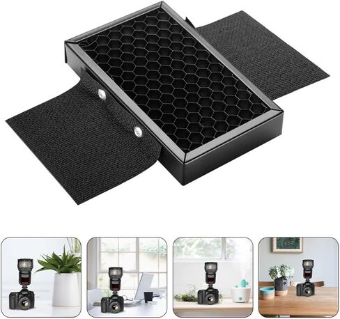 DOITOOL Flash Spot Filter Honeycomb Grid Reflector for Camera Flash with Metal Construction and Hook and Loop Fastening, Adjustable Light Control, Portable Photography Accessory for Studio in Kuwait