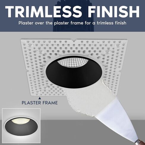 LUXRITE 3-Inch LED Trimless Recessed Spotlight with Black Reflector Trim Replacement 15W 1100LM 2700K-5000K, 60° Beam Angle, Dimmable, Push-n-Lock, CRI90, Damp & IC Rated, ETL White + Black (4 Pack) in Saudi Arabia