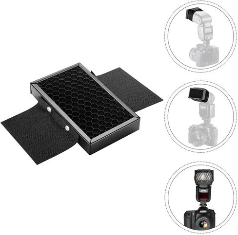 Portable Honeycomb Grid Reflector for Camera Flash, Metal Material Hook and Loop Fastening, Adjustable Light Control and Simple Installation for Photography Lighting in Kuwait