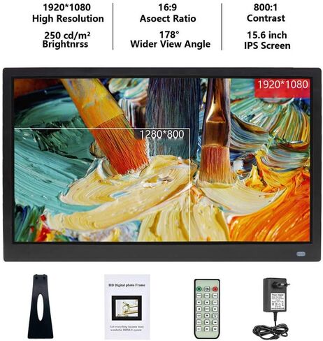 Digital Photo Frame, 15.6 Inch Digital Picture Frame with IPS Display High Resolution USB SD SDHC with Built in Clock and Calendar Gift Present for Family Friends (Black 11.6") (White 13) in Kuwait