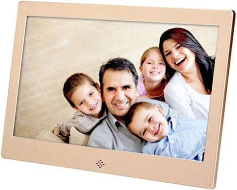 Metal Digital Photo Frame 10 Inch 1024 600 IPS Display with Music MP3 Calendar, Alarm Clock, USB and SD Card Slots and Remote Control, Wall Mounted, Metalsilver (Localgold) in Kuwait
