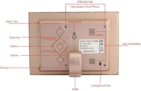 Metal Digital Photo Frame 10 Inch 1024 600 IPS Display with Music MP3 Calendar, Alarm Clock, USB and SD Card Slots and Remote Control, Wall Mounted, Metalsilver (Localgold) in Kuwait