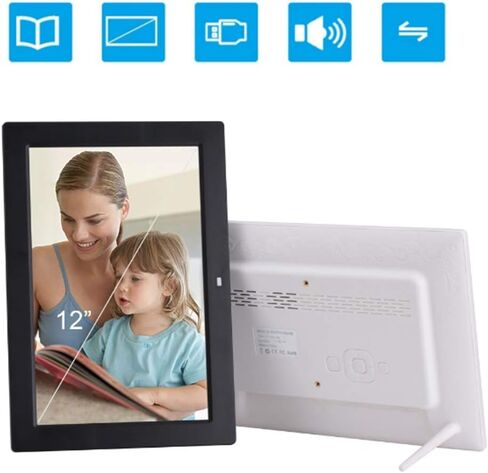 12-inch Digital Photo Frame, 16MB high-Resolution Ultra-Thin Narrow-Side Remote Control Electronic Photo Frame with Speaker Suitable for Picture Music Video,White Gift (White) in Saudi Arabia