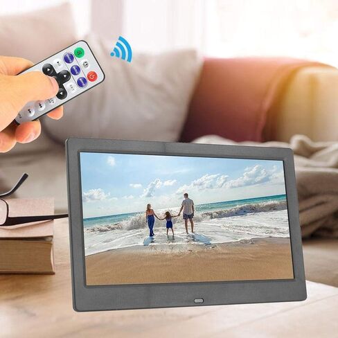 10Inch Digital Photo Frame, 1024 * 600 16:9 Tft Digital Screen, Wireless Remote Control Photo Frame, Support - Memmory Card/U Disk 32Gb, Av/Mp4/Mp3/Jpg/Jpeg, Clock/Calendar, (Black) (Black) in Kuwait