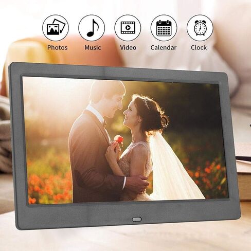 10Inch Digital Photo Frame, 1024 * 600 16:9 Tft Digital Screen, Wireless Remote Control Photo Frame, Support - Memmory Card/U Disk 32Gb, Av/Mp4/Mp3/Jpg/Jpeg, Clock/Calendar, (Black) (Black) in Kuwait
