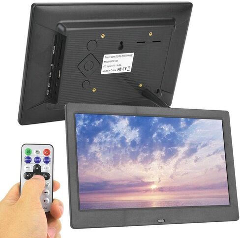 10Inch Digital Photo Frame, 1024 * 600 16:9 Tft Digital Screen, Wireless Remote Control Photo Frame, Support - Memmory Card/U Disk 32Gb, Av/Mp4/Mp3/Jpg/Jpeg, Clock/Calendar, (Black) (Black) in Kuwait