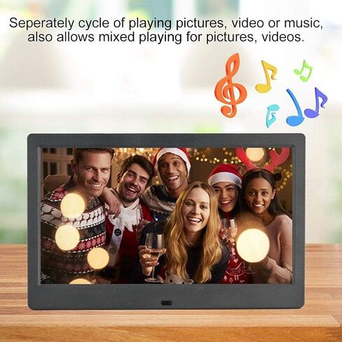 10Inch Digital Photo Frame, 1024 * 600 16:9 Tft Digital Screen, Wireless Remote Control Photo Frame, Support - Memmory Card/U Disk 32Gb, Av/Mp4/Mp3/Jpg/Jpeg, Clock/Calendar, (Black) (Black) in Kuwait