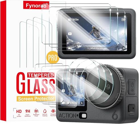 3+3+3-Pack Screen Protector & Lens Protector for DJI osmo Action 6 Camera[Back+Lens+Front], Tempered Glass Film, Impact-Protection, HD, Anti-Shatter, Anti-Scratch, 9H Hardness, Case Friendly, Bubble Free in Kuwait
