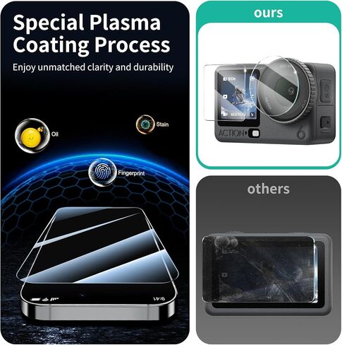 3+3+3-Pack Screen Protector & Lens Protector for DJI osmo Action 6 Camera[Back+Lens+Front], Tempered Glass Film, Impact-Protection, HD, Anti-Shatter, Anti-Scratch, 9H Hardness, Case Friendly, Bubble Free in Kuwait