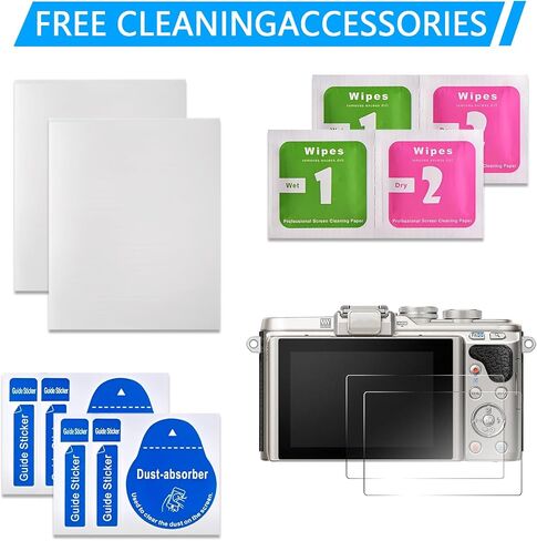 2PCS Screen Protector Compatible with Olympus E-PL9 E-PL E-PL7 E-P5 PEN-F, Crystal Clear 9H Hardness Tempered Glass Film, Digital Camera Accessories, Anti-scratch Anti-Finger Print in Kuwait