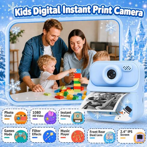Frozen Kids Camera Instant Print Frozen Toys for Girls,1080P HD Dual-Lens Selfie Digital Camera with Print Paper & 32GB SD Card Christmas Birthday Gifts Toys for Girls Age 5-16 Years Old in Kuwait