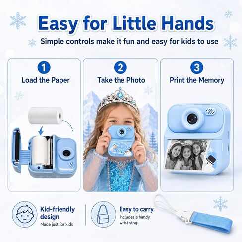 Frozen Kids Camera Instant Print Frozen Toys for Girls,1080P HD Dual-Lens Selfie Digital Camera with Print Paper & 32GB SD Card Christmas Birthday Gifts Toys for Girls Age 5-16 Years Old in Kuwait