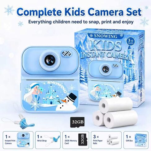 Frozen Kids Camera Instant Print Frozen Toys for Girls,1080P HD Dual-Lens Selfie Digital Camera with Print Paper & 32GB SD Card Christmas Birthday Gifts Toys for Girls Age 5-16 Years Old in Kuwait
