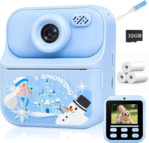 Frozen Kids Camera Instant Print Frozen Toys for Girls,1080P HD Dual-Lens Selfie Digital Camera with Print Paper & 32GB SD Card Christmas Birthday Gifts Toys for Girls Age 5-16 Years Old in Kuwait