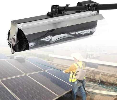 60Cm Solar Panel Cleaning Brush with Telescopic Pole, 7.5M Outdoor Power Washing Tool, Efficient Solar Photovoltaic Panel Roller Cleaner for Easy Maintenance,3.5M in Kuwait