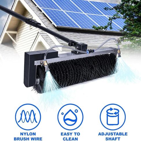 60Cm Solar Panel Cleaning Brush with Telescopic Pole, 7.5M Outdoor Power Washing Tool, Efficient Solar Photovoltaic Panel Roller Cleaner for Easy Maintenance,3.5M in Kuwait