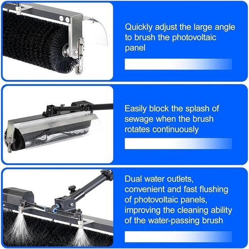 60Cm Solar Panel Cleaning Brush with Telescopic Pole, 7.5M Outdoor Power Washing Tool, Efficient Solar Photovoltaic Panel Roller Cleaner for Easy Maintenance,3.5M in Kuwait