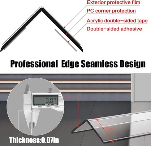 4 PCS Self-Adhesive Plastic Wall Corner Protectors for Wall,Door,Tables | 2mm thick PC material, impact-resistant. 89° tight fit, For walls, furniture, tables, windows. Peel & stick, no residue in Kuwait