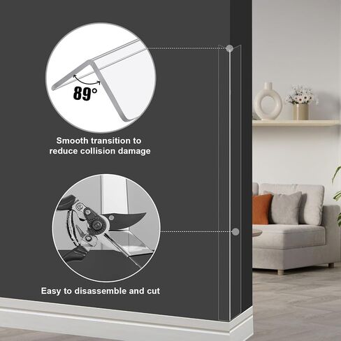 4 PCS Self-Adhesive Plastic Wall Corner Protectors for Wall,Door,Tables | 2mm thick PC material, impact-resistant. 89° tight fit, For walls, furniture, tables, windows. Peel & stick, no residue in Kuwait