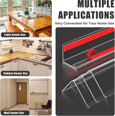 4 PCS Self-Adhesive Plastic Wall Corner Protectors for Wall,Door,Tables | 2mm thick PC material, impact-resistant. 89° tight fit, For walls, furniture, tables, windows. Peel & stick, no residue in Kuwait