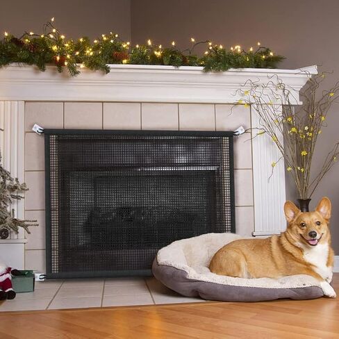 Fireplace Screen Safe Mesh Gate: Child Proof Barrier Guard Living Room Fire Place Cover for Toddler Baby and Pets(29"x38") in Saudi Arabia