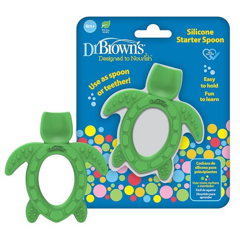 Dr. Brown's Silicone Starter Spoon and Teether for Babies and Infants, Turtles, 1 Pack, 4m+ in Kuwait