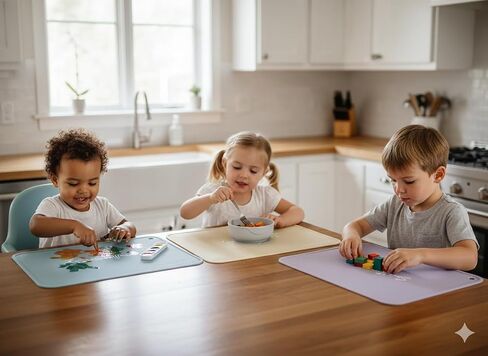 Premium Silicone Placemat for Toddlers - Non-Slip, Easy Clean Design, Kids Placemats for Dinning Table, Sensory Play, Portable, Perfect Mess-Free Mealtime & Playtime (Pink) in Kuwait