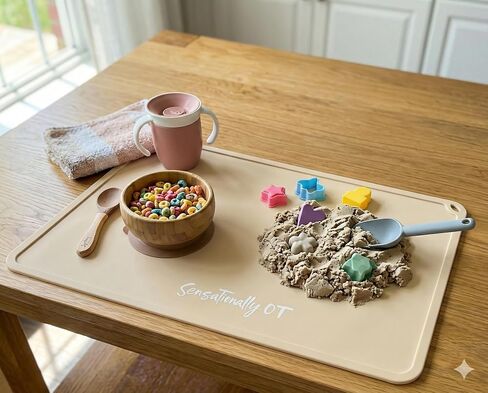 Premium Silicone Placemat for Toddlers - Non-Slip, Easy Clean Design, Kids Placemats for Dinning Table, Sensory Play, Portable, Perfect Mess-Free Mealtime & Playtime (Pink) in Kuwait