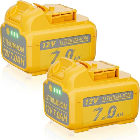 2Packs Upgraded 7000mAh Replacement for Dewalt 12V Battery Li-ion DCB120, DCB126, DCB121, DCB122, DCB123, DCB124, DCB124-XJ, DCB127 Compatible with Dewalt 12 Volt max Cordless Power Tools in Kuwait