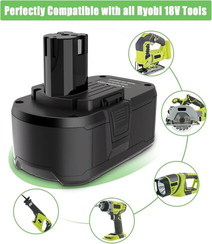 2 Packs 6.0Ah 18V Batteries Replacement for Ryobi 18V Battery | Replacement for Ryobi One+ Plus 18V Battery P197 P190 P102 P103 P104 P108 pbp006 Cordless Tool Battery, High Performance in Kuwait