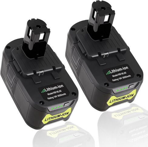 2 Packs 6.0Ah 18V Batteries Replacement for Ryobi 18V Battery | Replacement for Ryobi One+ Plus 18V Battery P197 P190 P102 P103 P104 P108 pbp006 Cordless Tool Battery, High Performance in Kuwait